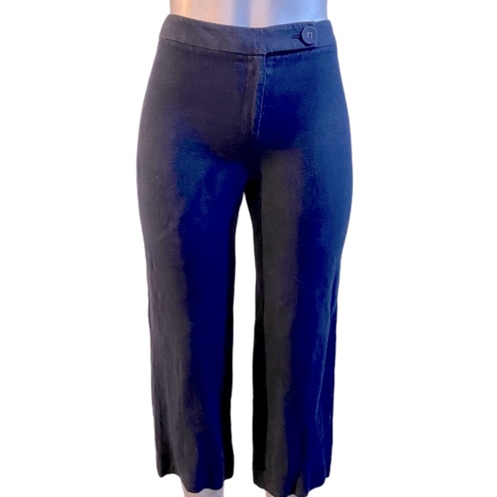 Linen Capri Pants Slacks Trouser Navy Blue Petite Cropped Office Casual Coastal